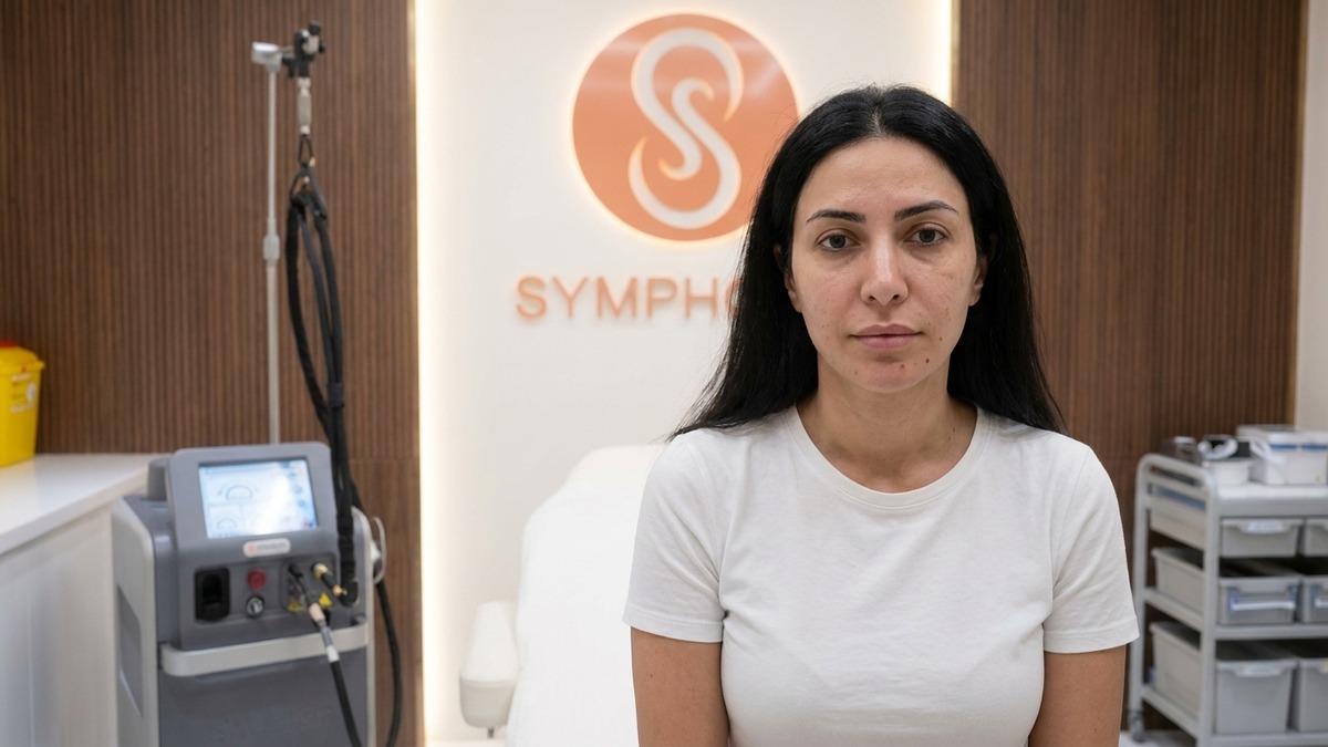 Thin lips with an undefined border before lip filler at Symphony Clinic Dubai