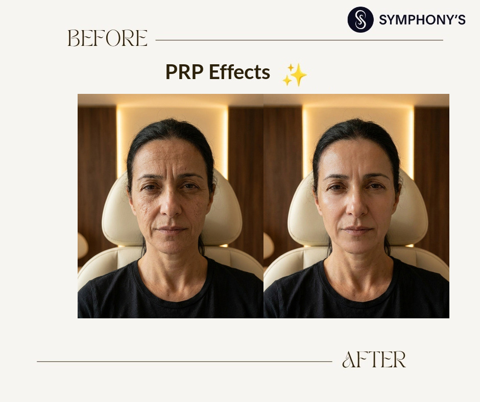 PRP before and after at Symphony Clinic Dubai: acne scarring improved