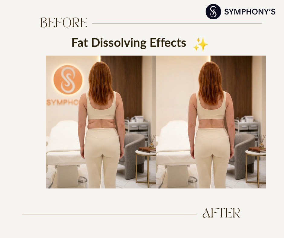 Fat dissolving before and after at Symphony Clinic Dubai: love handles cleared