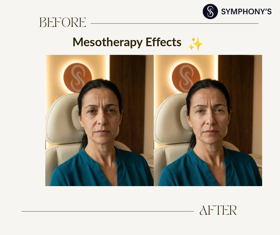 Mesotherapy before and after: dark circles lightened