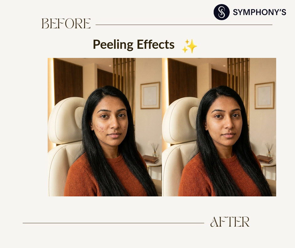 Chemical peel before and after at Symphony Clinic Dubai: acne cleared