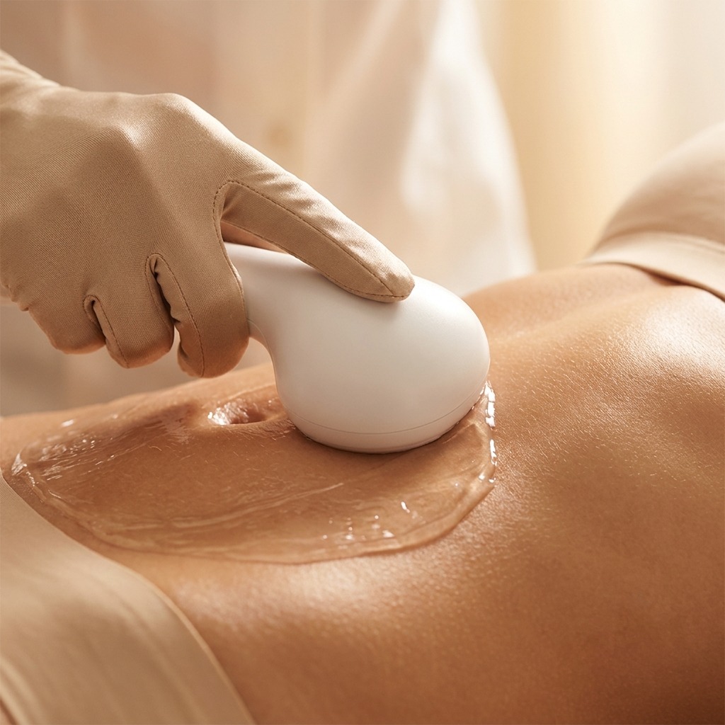 CoolSculpting applicator being placed at Symphony Clinic Dubai