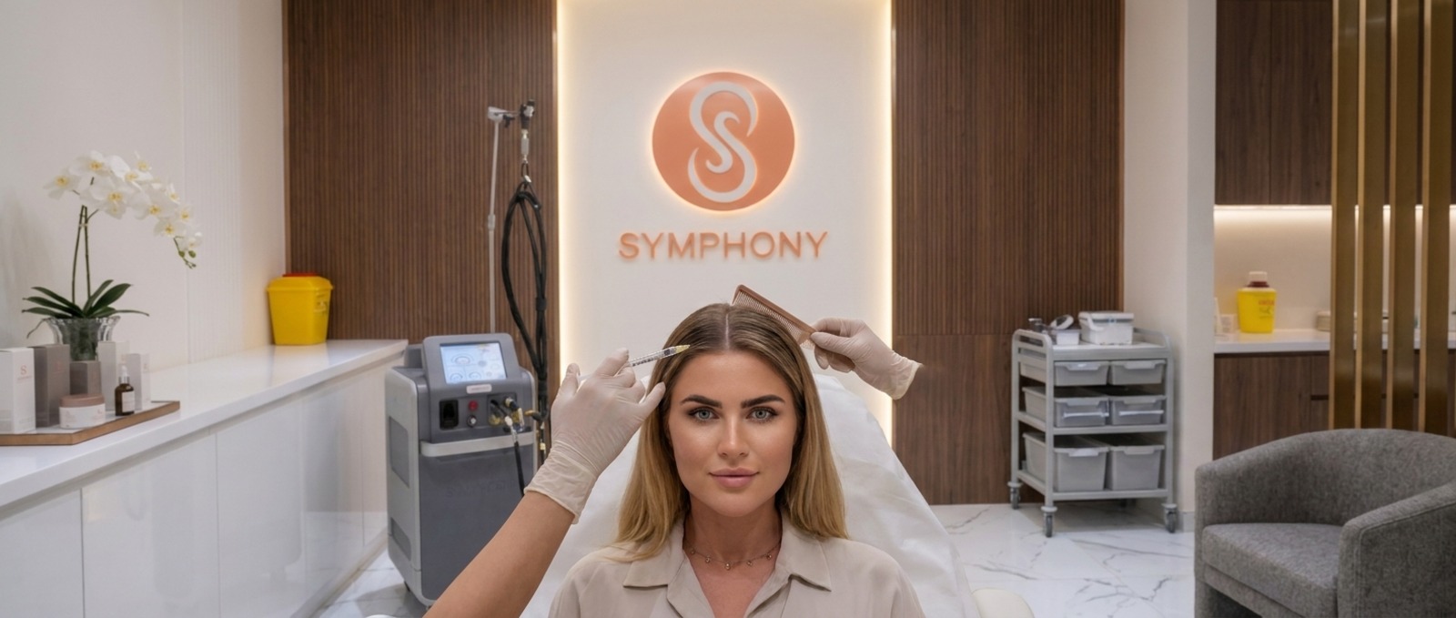 Botox treatment room at Symphony Clinic Business Bay, prepared with a sterile tray