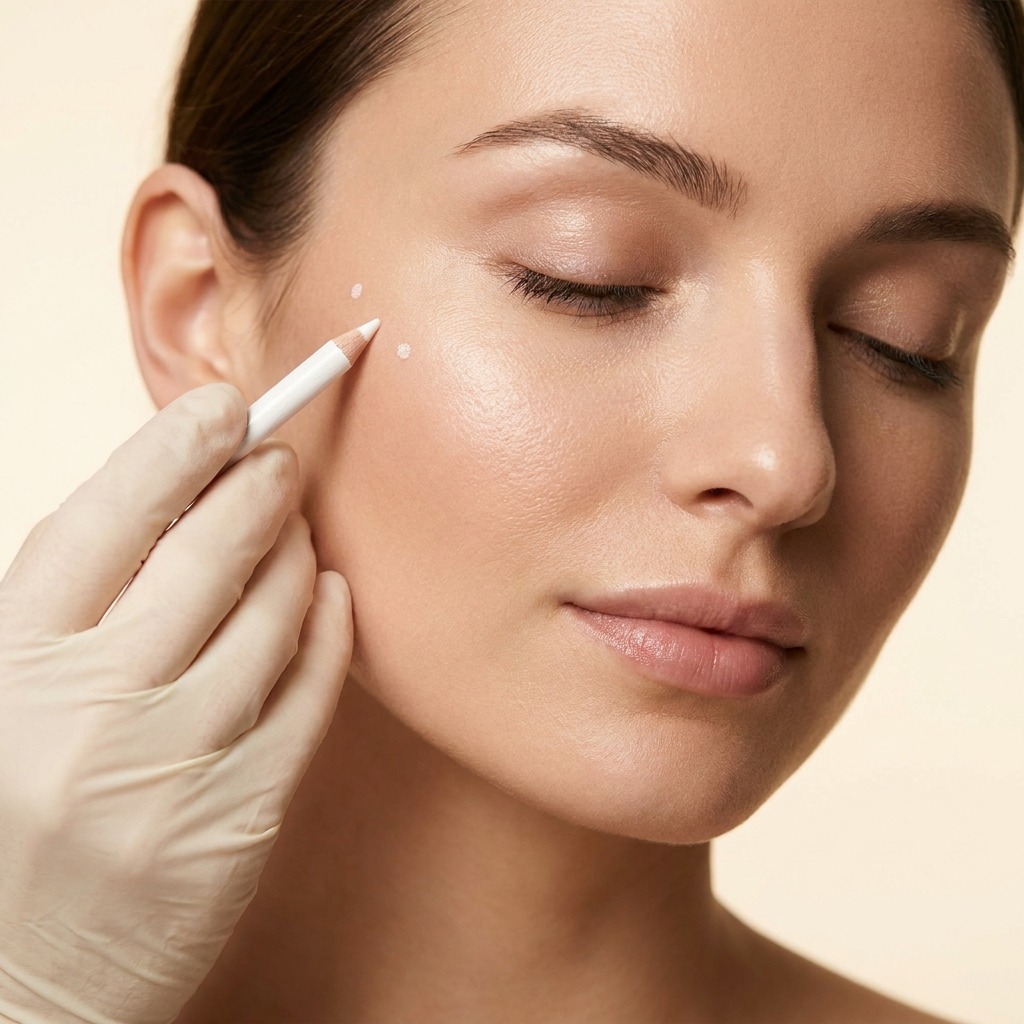 Mapping step of face filler at Symphony Clinic Dubai