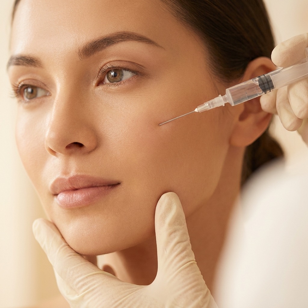 Placement step of face filler at Symphony Clinic Dubai