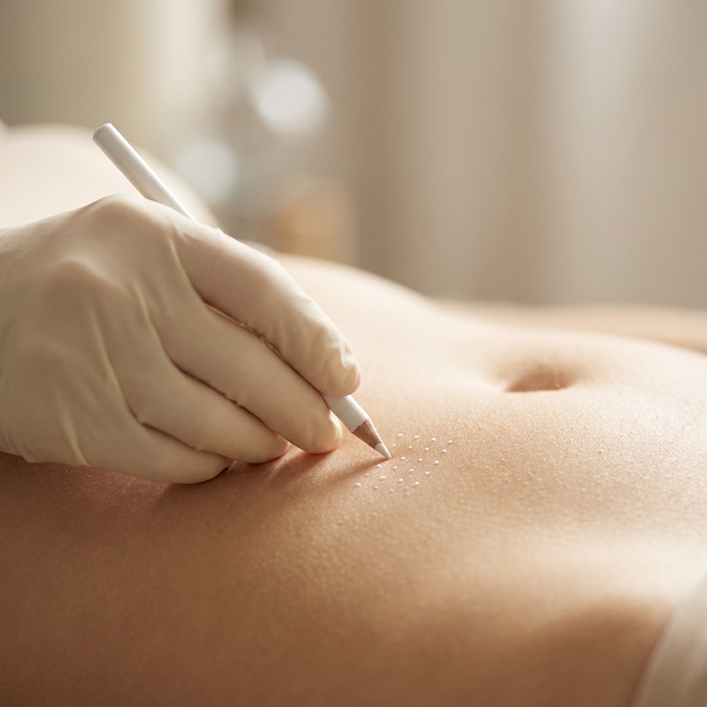 Mapping step of fat dissolving at Symphony Clinic Dubai