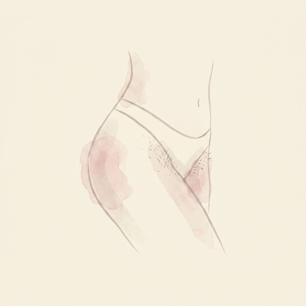 Bikini line hair illustration