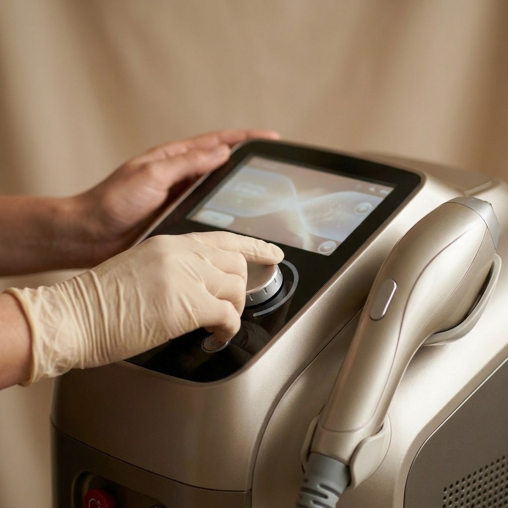 Setting the laser parameters for the skin type
