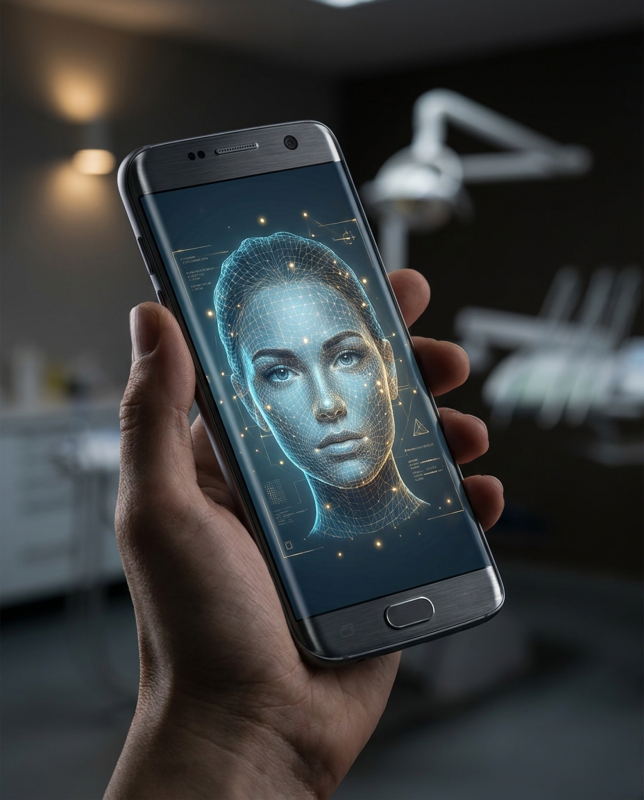 Symphony 3D Face Scan iOS app on smartphone