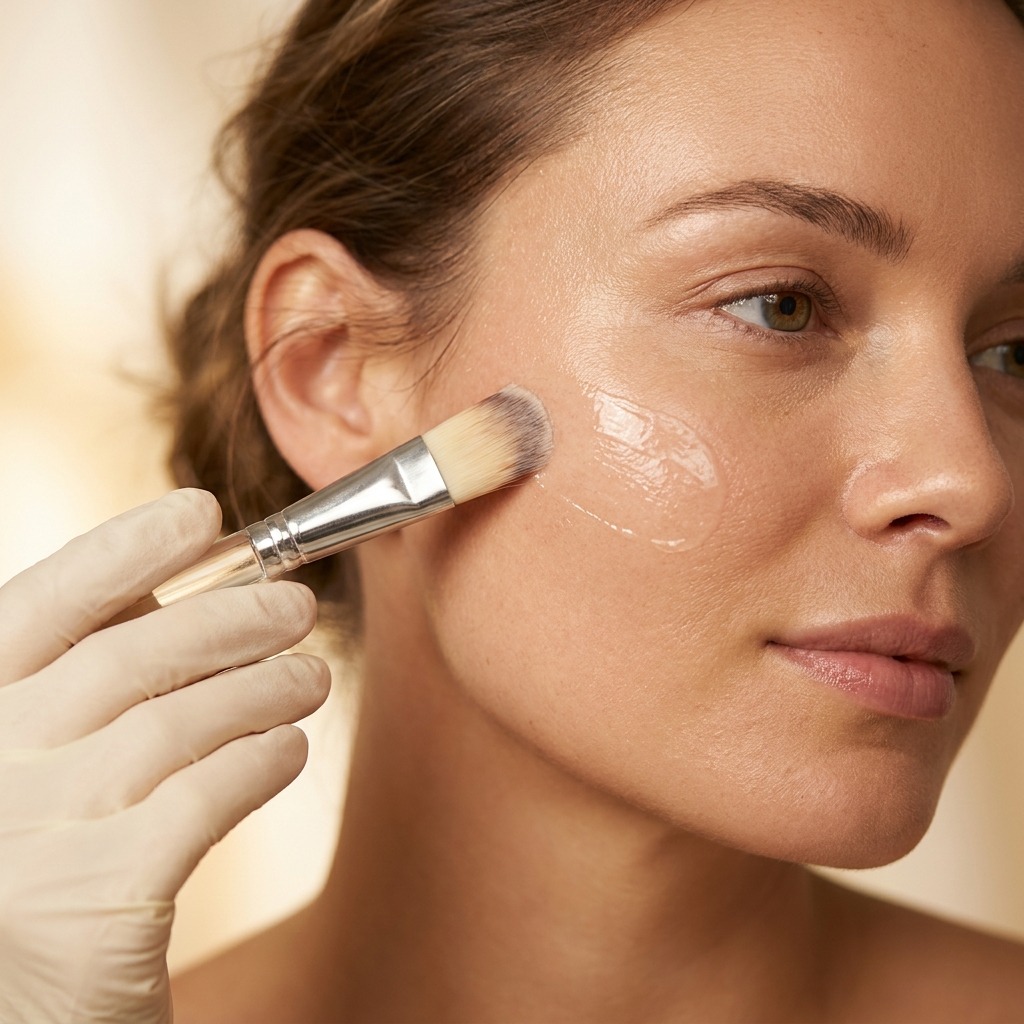 Application step of a chemical peel at Symphony Clinic Dubai