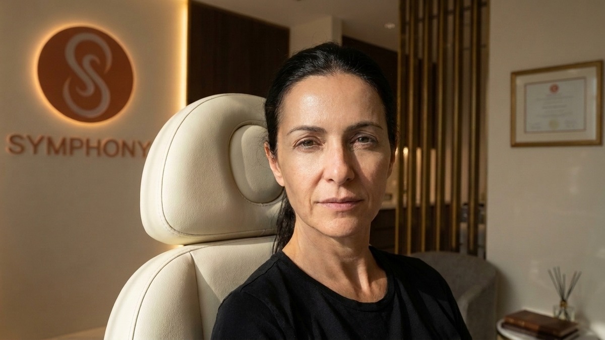 Completely smooth forehead two weeks after Botox at Symphony Clinic Dubai